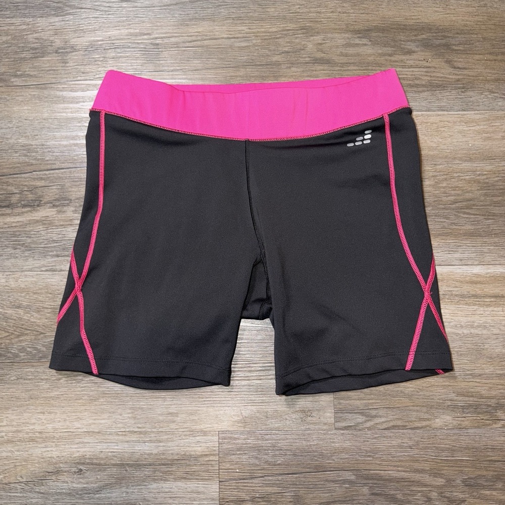 BCG Compression Shorts Womens Large Black Pink Gym Wear Training Cycling